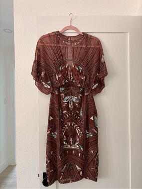 ASOS DESIGN Rust Red Embellished Sequin Beaded Mini Dress US 2